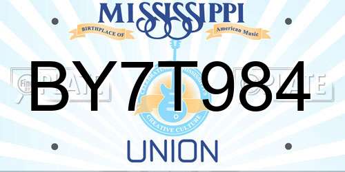 BY7T984 Mississippi License Plate