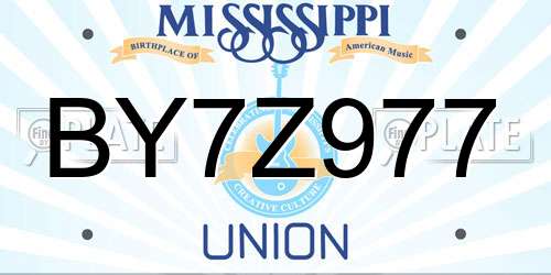 BY7Z977 Mississippi License Plate