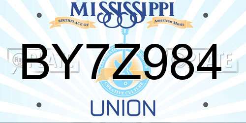 BY7Z984 Mississippi License Plate