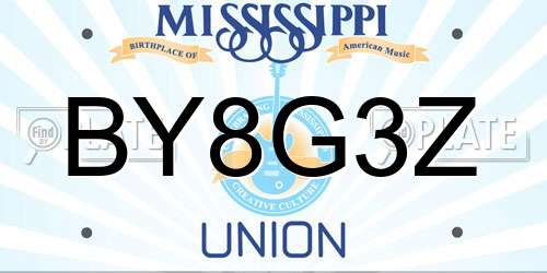 BY8G3Z Mississippi License Plate