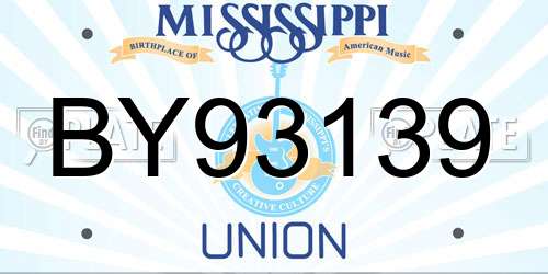 BY93139 Mississippi License Plate