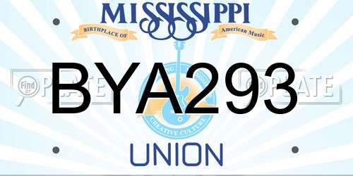 BYA293 Mississippi License Plate