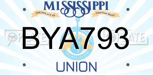 BYA793 Mississippi License Plate