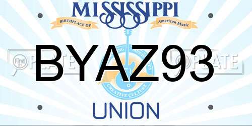 BYAZ93 Mississippi License Plate