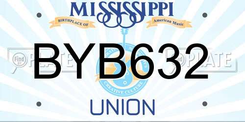 BYB632 Mississippi License Plate