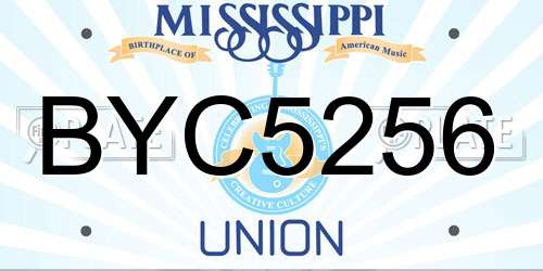 BYC5256 Mississippi License Plate