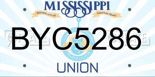 BYC5286 Mississippi License Plate