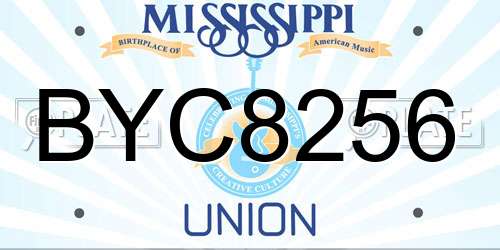 BYC8256 Mississippi License Plate