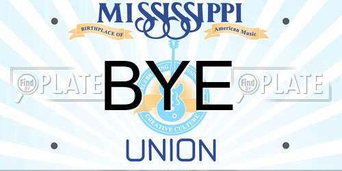 BYE Mississippi License Plate