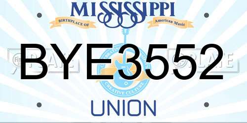 BYE3552 Mississippi License Plate