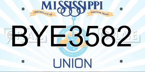 BYE3582 Mississippi License Plate