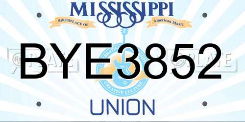 BYE3852 Mississippi License Plate