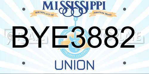 BYE3882 Mississippi License Plate