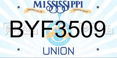 BYF3509 Mississippi License Plate