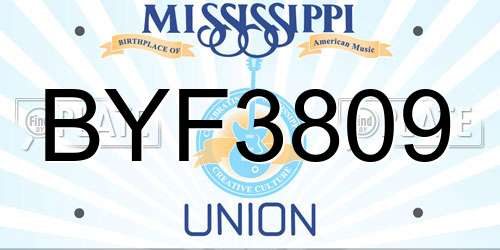 BYF3809 Mississippi License Plate