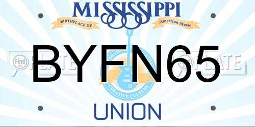 BYFN65 Mississippi License Plate
