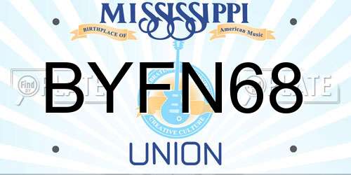 BYFN68 Mississippi License Plate