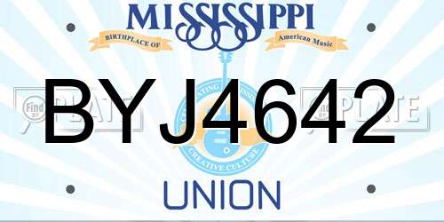 BYJ4642 Mississippi License Plate