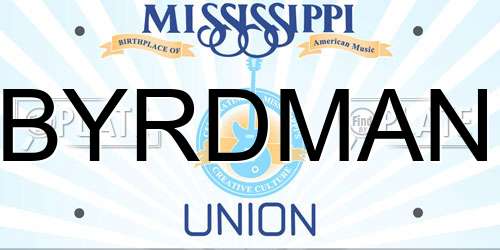 BYRDMAN Mississippi License Plate