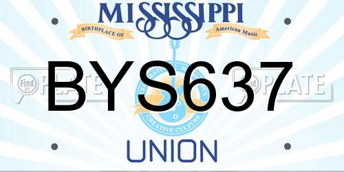 BYS637 Mississippi License Plate