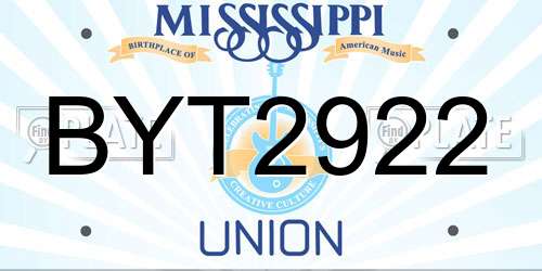 BYT2922 Mississippi License Plate