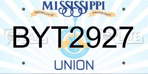 BYT2927 Mississippi License Plate