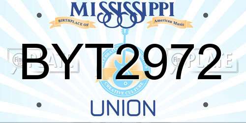 BYT2972 Mississippi License Plate
