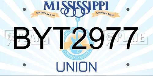BYT2977 Mississippi License Plate