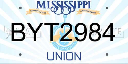 BYT2984 Mississippi License Plate