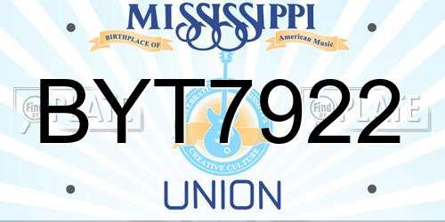 BYT7922 Mississippi License Plate