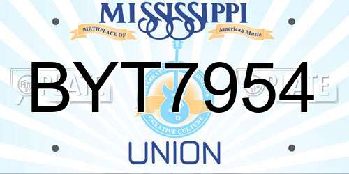 BYT7954 Mississippi License Plate