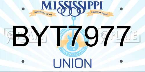 BYT7977 Mississippi License Plate