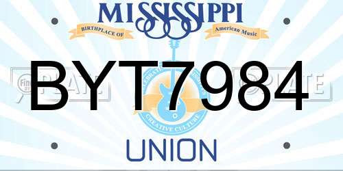 BYT7984 Mississippi License Plate