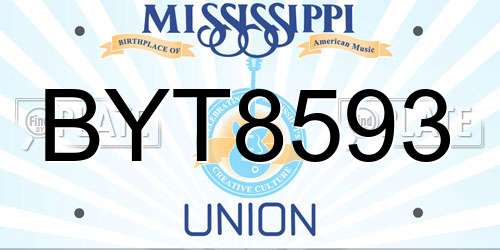 BYT8593 Mississippi License Plate