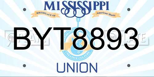 BYT8893 Mississippi License Plate