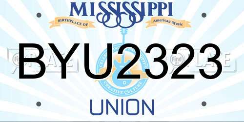 BYU2323 Mississippi License Plate
