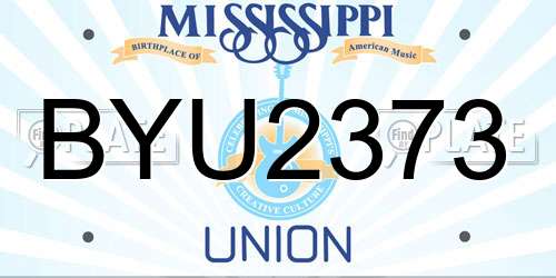 BYU2373 Mississippi License Plate