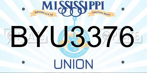 BYU3376 Mississippi License Plate