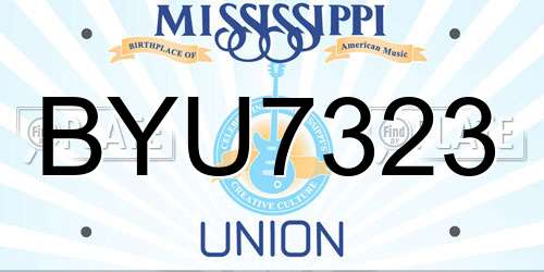 BYU7323 Mississippi License Plate