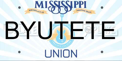 BYUTETE Mississippi License Plate