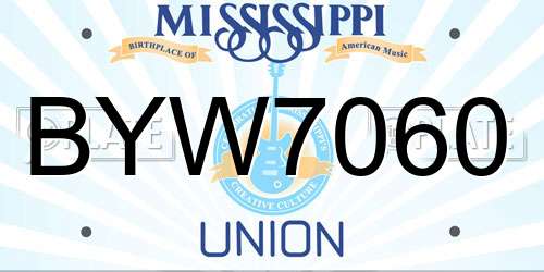 BYW7060 Mississippi License Plate