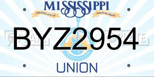 BYZ2954 Mississippi License Plate