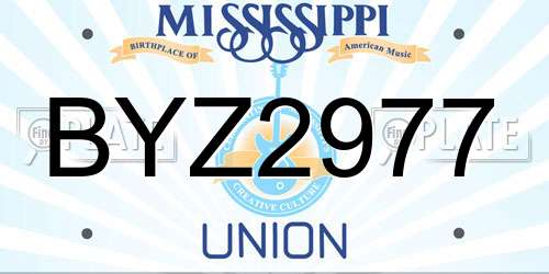 BYZ2977 Mississippi License Plate