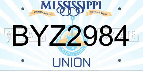 BYZ2984 Mississippi License Plate