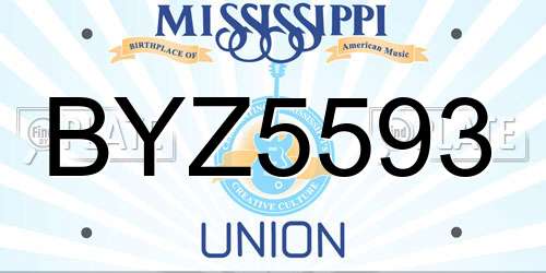 BYZ5593 Mississippi License Plate