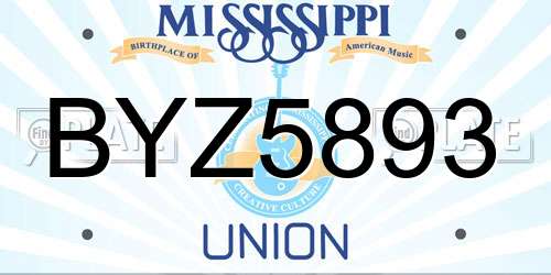 BYZ5893 Mississippi License Plate