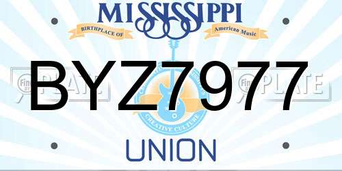 BYZ7977 Mississippi License Plate