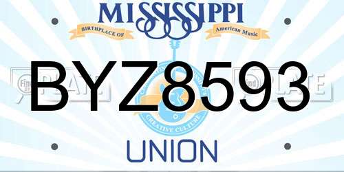 BYZ8593 Mississippi License Plate
