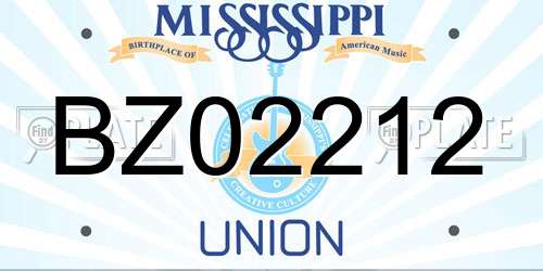BZ02212 Mississippi License Plate