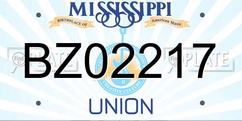BZ02217 Mississippi License Plate
